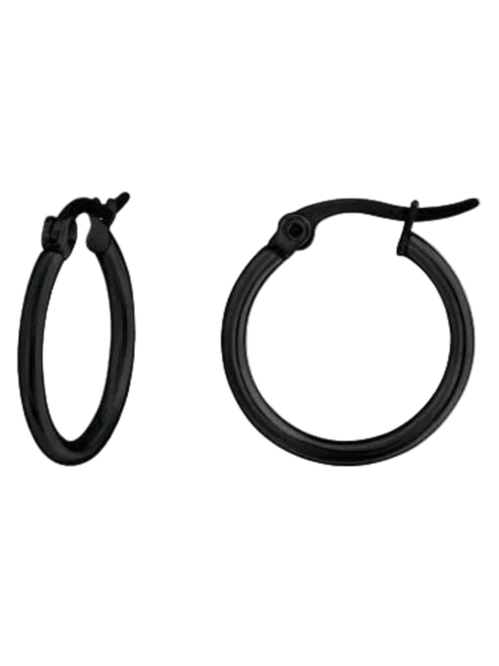 Surgical Stainless Steel Black Hoop Earrings Unisex Adults